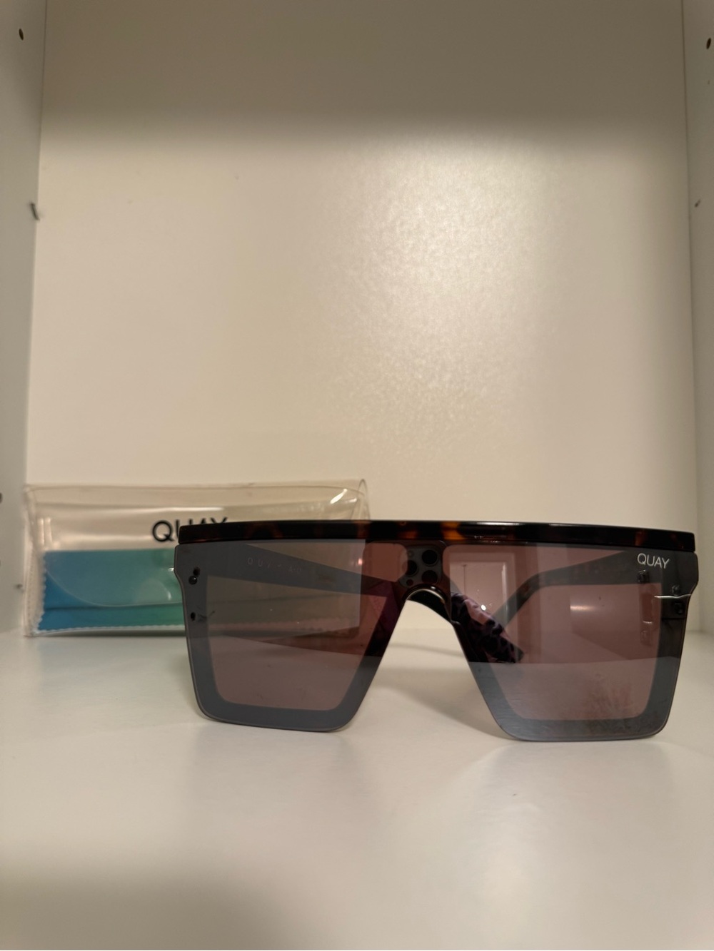 QUAY Hindsight Tortoise Shield Sunglasses with Brown Gradient Lenses